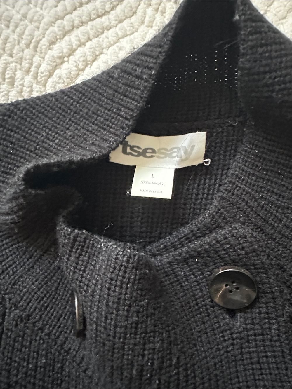 Black Double-Breasted Women's wool  sweater - Picture 2 of 4